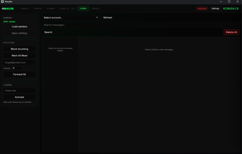 Hmailer mail viewer tab